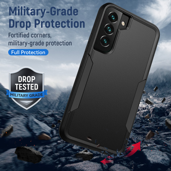 Heavy Duty Strong Armor Hybrid Trailblazer Case Cover for Samsung Galaxy S23 5G (Black)