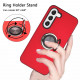 Glossy Dual Layer Armor Hybrid Stand Metal Plate Flat Ring Case for Samsung Galaxy S23 5G (Navy Blue)