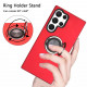 Glossy Dual Layer Armor Hybrid Stand Metal Plate Flat Ring Case for Samsung Galaxy S23 Ultra 5G (Navy Blue)