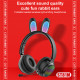 Cute Bunny Ear Wireless Bluetooth Headset ST81M with Microphone, FM Radio, LED Light, AUX Port, SD Card Slot, Foldable & Extendable Design (Purple)