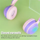 Cute Bunny Ear Wireless Bluetooth Headset ST81M with Microphone, FM Radio, LED Light, AUX Port, SD Card Slot, Foldable & Extendable Design (Purple)