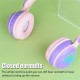 Cute Bunny Ear Wireless Bluetooth Headset ST81M with Microphone, FM Radio, LED Light, AUX Port, SD Card Slot, Foldable & Extendable Design (Purple)