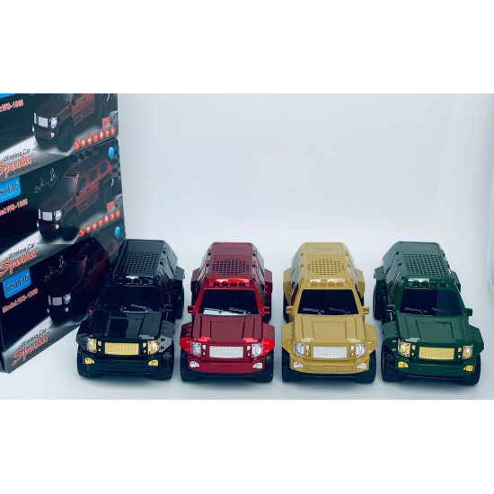 SUV Car Shaped Bluetooth Speaker, Compact, Rugged, LED Lights, USB & SD Slot, FM Radio, WS1869 for All Bluetooth Devices (Red)