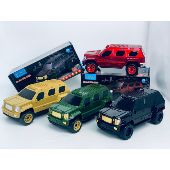 SUV Car Shaped Bluetooth Speaker, Compact, Rugged, LED Lights, USB & SD Slot, FM Radio, WS1869 for All Bluetooth Devices (Red)