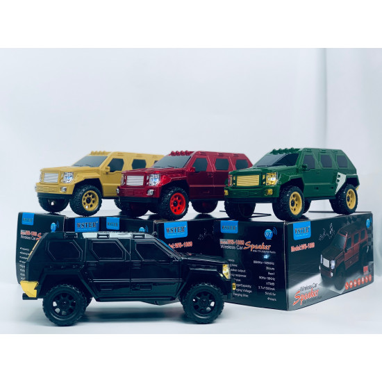 SUV Car Shaped Bluetooth Speaker, Compact, Rugged, LED Lights, USB & SD Slot, FM Radio, WS1869 for All Bluetooth Devices (Red)