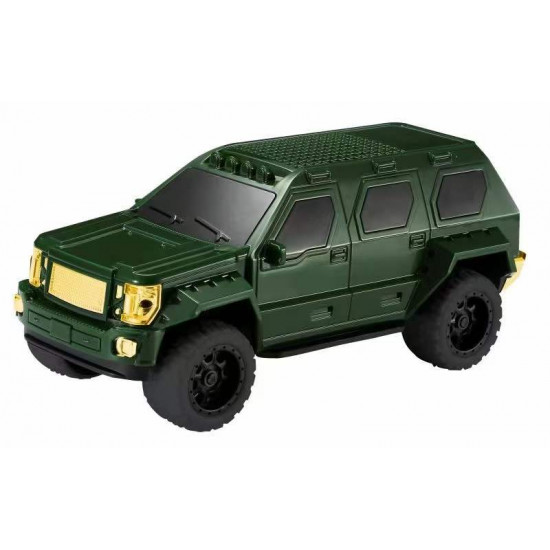 SUV Car Shaped Bluetooth Speaker, Compact, Rugged, LED Lights, USB & SD Slot, FM Radio, WS1869 for All Bluetooth Devices (Green)