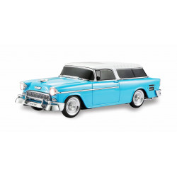 Vintage Style Car Bluetooth Speaker, LED Lights, USB & SD Slot, FM Radio, AUX Port, WS-1955 for All Bluetooth Devices (Blue)