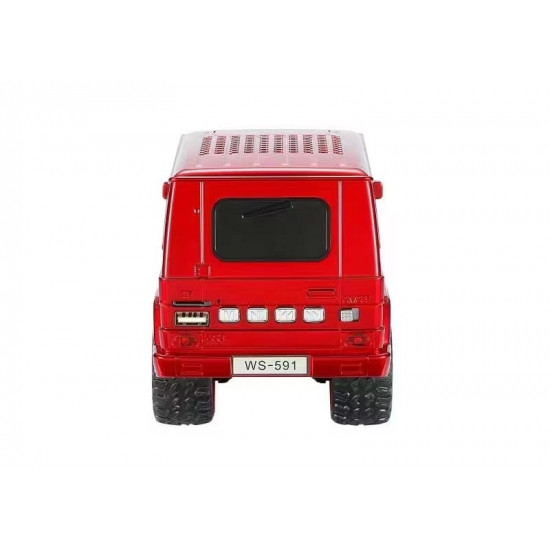 SUV Shaped Bluetooth Speaker, Compact & Rugged, LED Lights, USB & SD Slot, FM Radio, WS591 for All Bluetooth Devices (White)