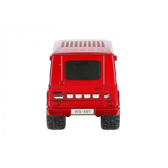 SUV Shaped Bluetooth Speaker, Compact & Rugged, LED Lights, USB & SD Slot, FM Radio, WS591 for All Bluetooth Devices (Red)