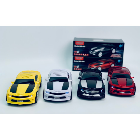 American Race Car Design Bluetooth Speaker, Portable, LED Lights, USB & SD Slot, FM Radio, WS592 for All Bluetooth Devices (Yellow)