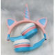 Unicorn Design Bluetooth Wireless Foldable Headphone with Mic, FM Radio, LED Light, AUX Port, SD Card Slot, HiFi Stereo Sound, Deep Bass (BlackPink)