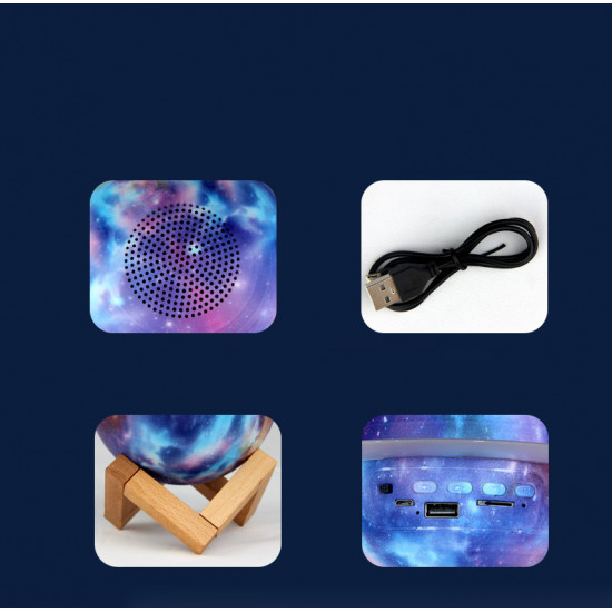 Planet Design Round Portable Bluetooth Speaker YM103: Wireless, SD Card Slot, USB, FM Radio, Strong Shell, Universal Compatibility (Purple)