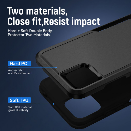 Heavy Duty Strong Armor Hybrid Trailblazer Case Cover for Samsung Galaxy A22 5G (Black)