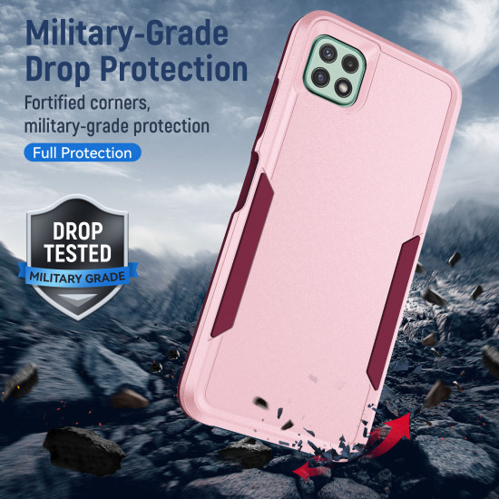 Heavy Duty Strong Armor Hybrid Trailblazer Case Cover for Samsung Galaxy A22 5G (Pink)