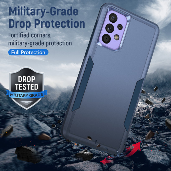 Heavy Duty Strong Armor Hybrid Trailblazer Case Cover for Samsung Galaxy A73 5G (Navy Blue)