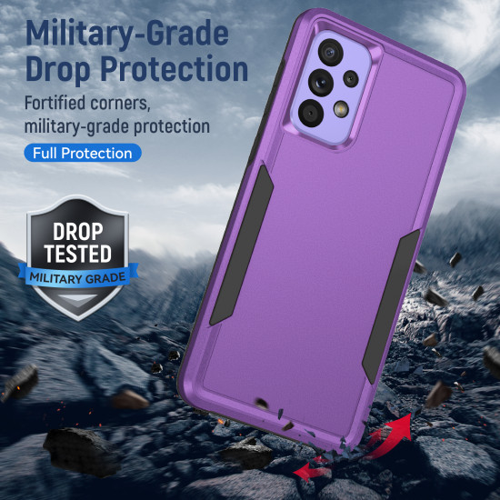 Heavy Duty Strong Armor Hybrid Trailblazer Case Cover for Samsung Galaxy A73 5G (Purple)