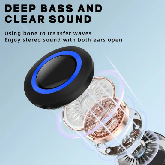 AKZ-G3 Open Ear Bone Conduction Bluetooth Headset, Wireless Earhook Design, Micro SD Slot, Universal Compatibility, Built-in Mic (Orange)