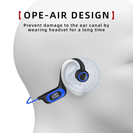 AKZ-G3 Open Ear Bone Conduction Bluetooth Headset, Wireless Earhook Design, Micro SD Slot, Universal Compatibility, Built-in Mic (Orange)