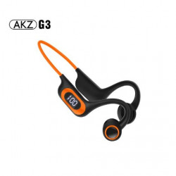 AKZ-G3 Open Ear Bone Conduction Bluetooth Headset, Wireless Earhook Design, Micro SD Slot, Universal Compatibility, Built-in Mic (Orange)
