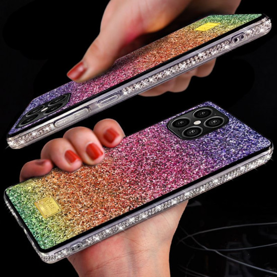 Glitter Luxury Sparkle Rainbow Crystal Bling Diamond Case for Apple iPhone 12 / 12 Pro 6.1 (Gold Mix)