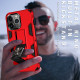 Military Grade Armor Protection Stand Magnetic Feature Case for Apple iPhone 13 Pro Max (6.7) (Red)