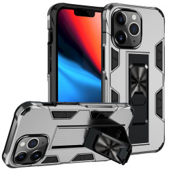 Military Grade Armor Protection Stand Magnetic Feature Case for Apple iPhone 13 Pro Max (6.7) (Silver)