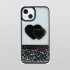 Glitter Jewel Diamond Armor Bumper Case with Camera Lens Protection Cover for Apple iPhone 13 [6.1] (Heart Black)