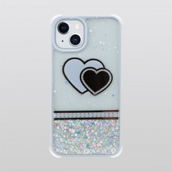 Glitter Jewel Diamond Armor Bumper Case with Camera Lens Protection Cover for Apple iPhone 13 Mini [5.4] (Heart Purple)