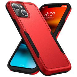 Heavy Duty Strong Armor Hybrid Trailblazer Case Cover for Apple iPhone 13 (6.1) (Red)