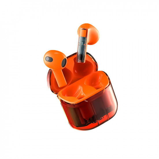 True TWS Gaming Bluetooth Wireless Headset BW01 - See-Thru Design, Built-in Mic, Universal Compatibility, Dynamic HIFI Sound (Orange)