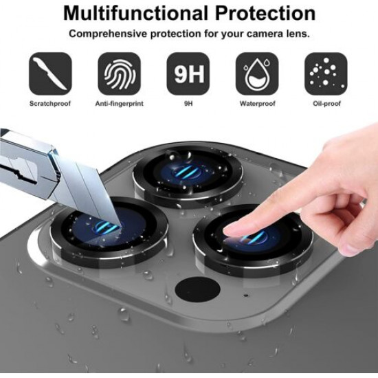 Premium Guard Titanium Alloy HD Tempered Glass Camera Lens Protector for Apple iPhone 14 Pro, iPhone 14 Pro Max (Silver)