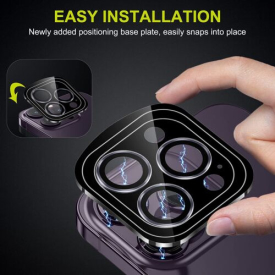 Premium Guard Titanium Alloy HD Tempered Glass Camera Lens Protector for Apple iPhone 14, iPhone 14 Plus (Purple)