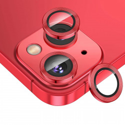 Premium Guard Titanium Alloy HD Tempered Glass Camera Lens Protector for Apple iPhone 13 [6.1] / 13 Mini [5.4]-(Red)