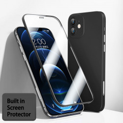 Ultra Slim Tempered Glass Full Body Screen Protector Protection Phone Cover Case for Apple iPhone 12 Pro Max 6.7 (Black)