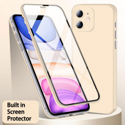 Ultra Slim Tempered Glass Full Body Screen Protector Protection Phone Cover Case for Apple iPhone 12 6.1 (Gold)