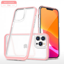 Strong Crystal Clear Slim Hard Bumper Protective Case for Apple iPhone 13 [6.1] (Pink)