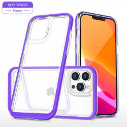 Strong Crystal Clear Slim Hard Bumper Protective Case for Apple iPhone 13 [6.1] (Purple)