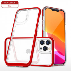 Strong Crystal Clear Slim Hard Bumper Protective Case for Apple iPhone 13 [6.1] (Red)