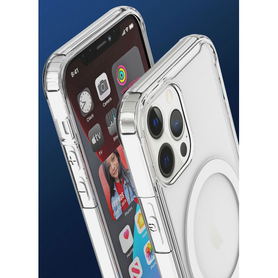 Pro MagSafe Magnetic Transparent Clear Edge Bumper Armor Case for Apple iPhone 13 [6.1] (Clear)