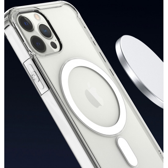 Pro MagSafe Magnetic Transparent Clear Edge Bumper Armor Case for Apple iPhone 13 [6.1] (Clear)
