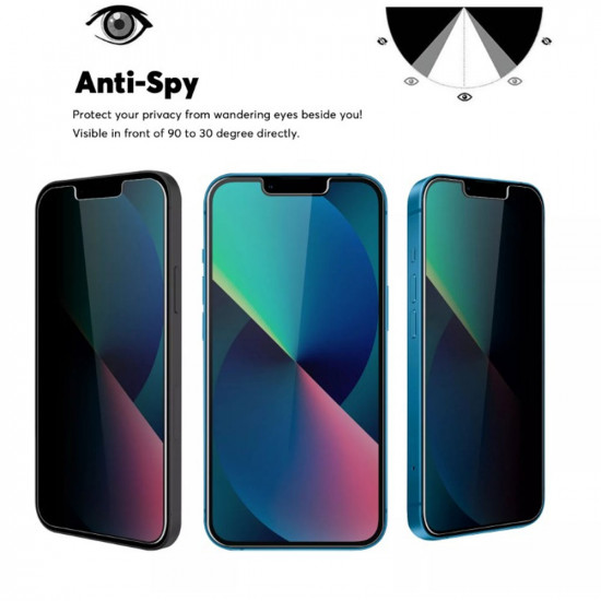 Privacy Anti-Spy Full Cover Tempered Glass Screen Protector for Apple iPhone 14 Plus [6.7] / iPhone 13 Pro Max [6.7] (Black)