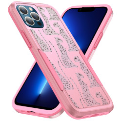 Design Fashion Heavy Duty Strong Armor Hybrid Picture Printed Case Cover for Apple iPhone 13 [6.1] (Pink Leopard)