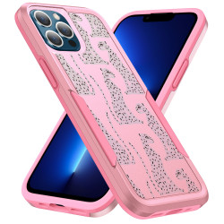 Design Fashion Heavy Duty Strong Armor Hybrid Picture Printed Case Cover for Apple iPhone 13 Pro (Pink Leopard)