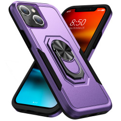 Heavy Duty Strong Armor Ring Stand Grip Hybrid Trailblazer Case Cover for Apple iPhone 13 [6.1] (Purple)