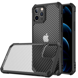 Super Armor Translucent Carbon Fiber Design Hybrid Case for Apple iPhone 13 Pro Max (Black)