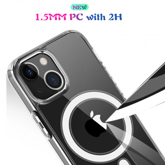 Transparent Clear Pro MAGNETIC Magsafe Circle Case for Apple iPhone 13 [6.1] (Clear)