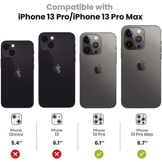 Premium Guard Titanium Alloy HD Tempered Glass Camera Lens Protector for Apple iPhone 13 Pro, iPhone 13 Pro Max (Gray)