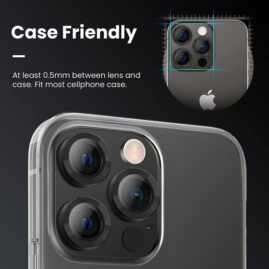 Premium Guard Titanium Alloy HD Tempered Glass Camera Lens Protector for Apple iPhone 13 Pro, iPhone 13 Pro Max (Silver)