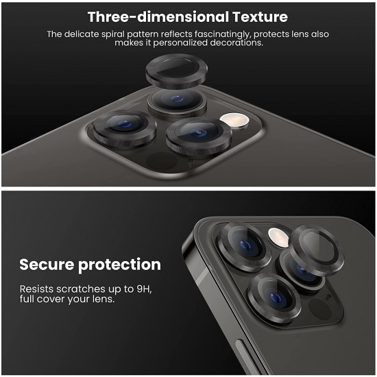 Premium Guard Titanium Alloy HD Tempered Glass Camera Lens Protector for Apple iPhone 13 Pro, iPhone 13 Pro Max (Gray)