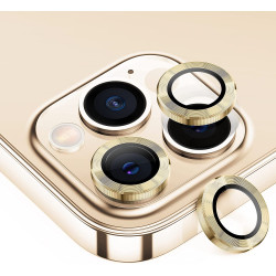 Premium Guard Titanium Alloy HD Tempered Glass Camera Lens Protector for Apple iPhone 13 Pro, iPhone 13 Pro Max (Gold)